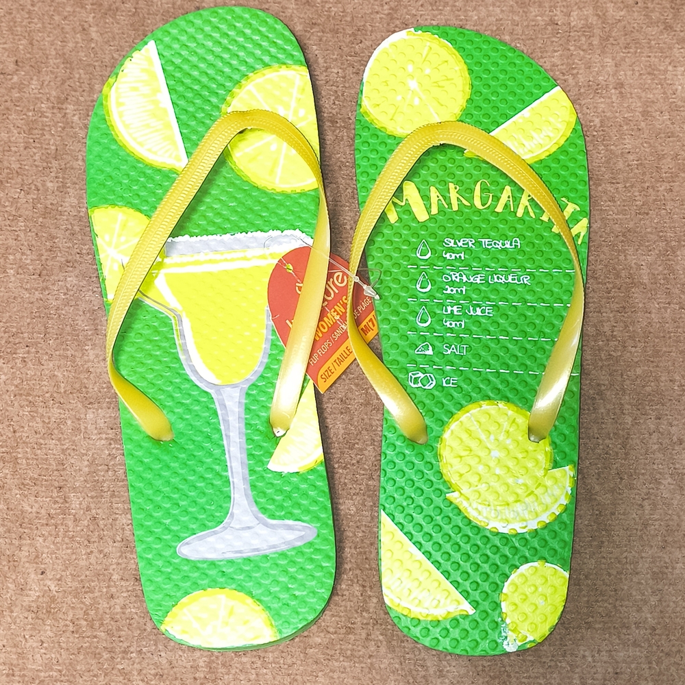 Green and Yellow Margarita Flip Flops
